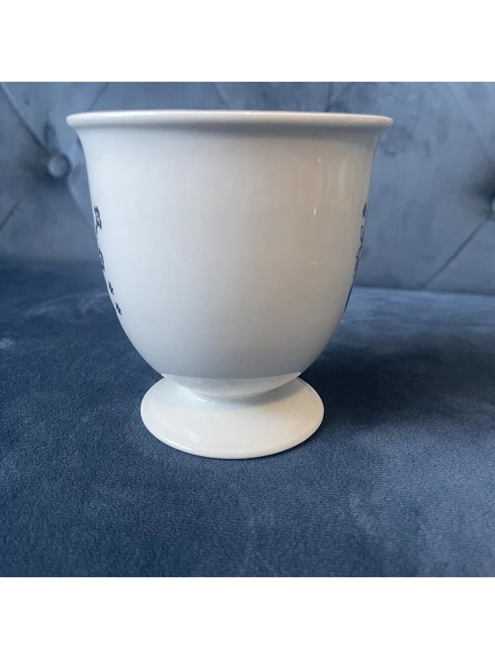 Anthropologie Pedestal Coffee Mug Tea Cup Initial J Black White Floral Fancy